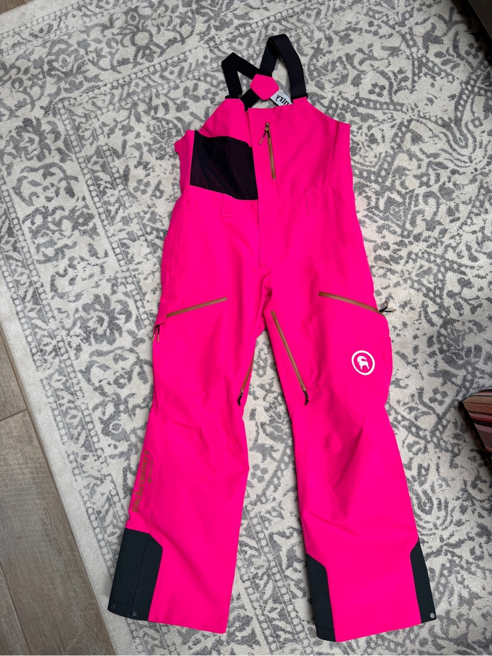 Women's Hot Pink Ski Bibs with Black Accents